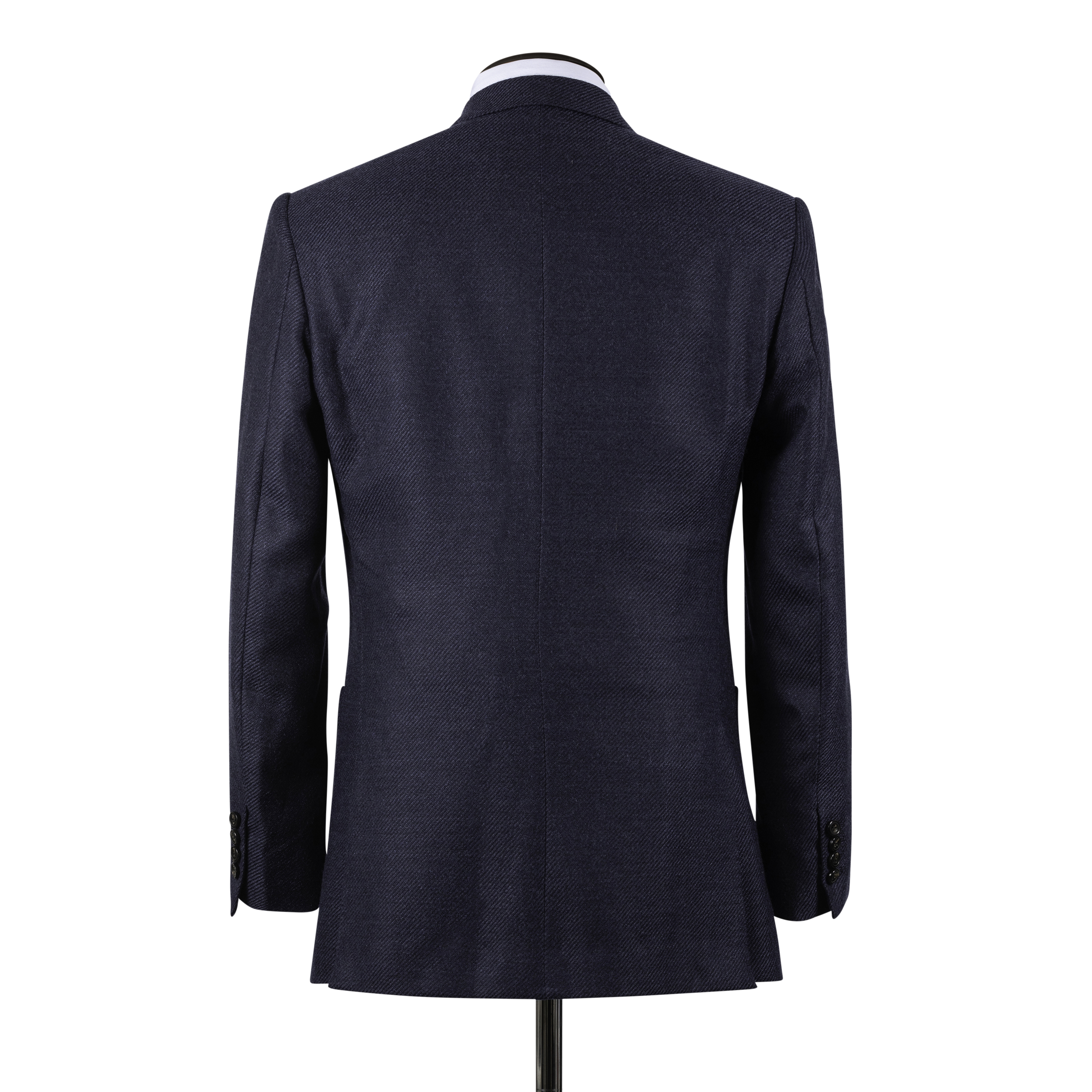 Single Breasted Notch Lapel Jacket in Navy Anniversary Wool – Cad