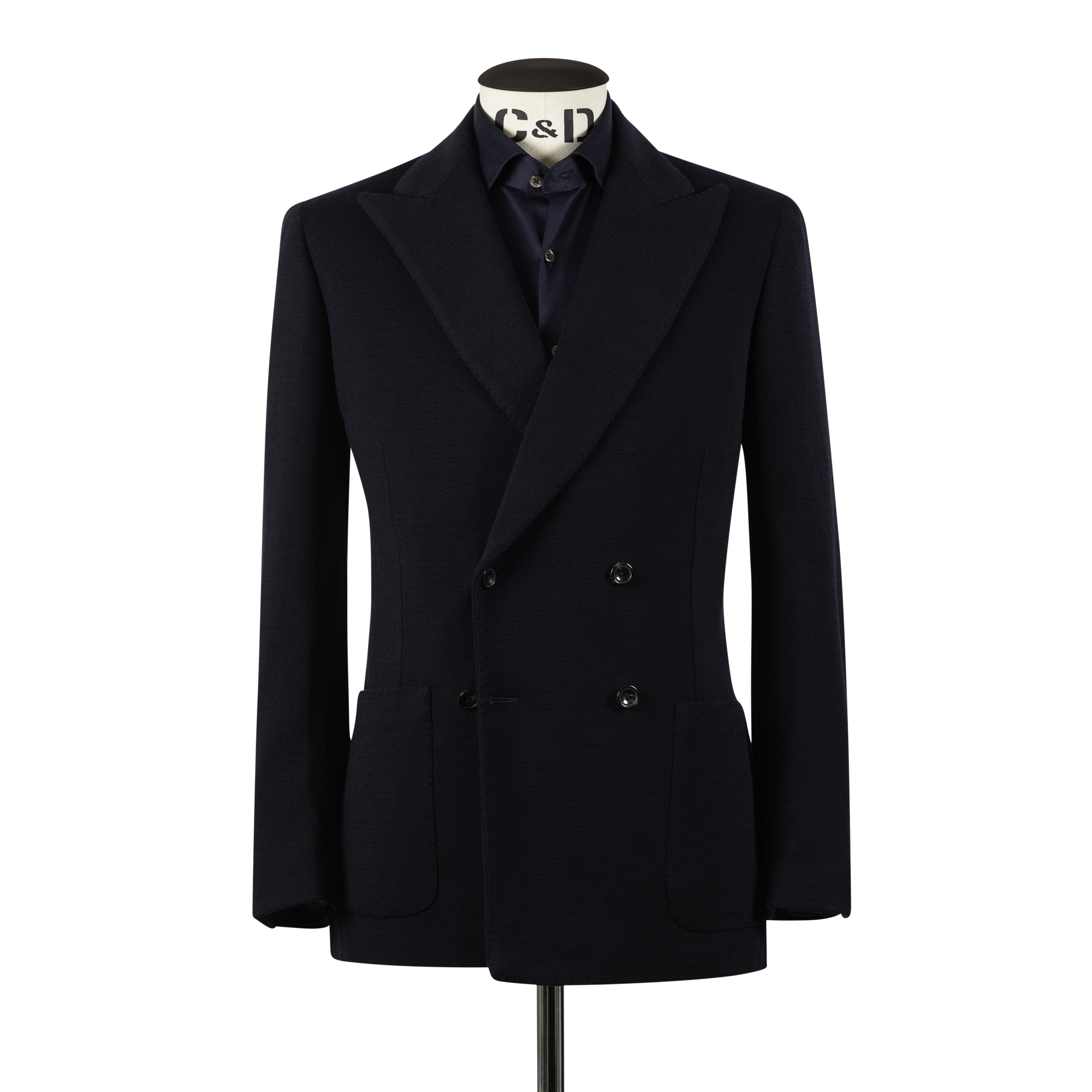 Cardigan Peak Lapel Jacket in Navy Jersey – Cad & The Dandy Savile Row
