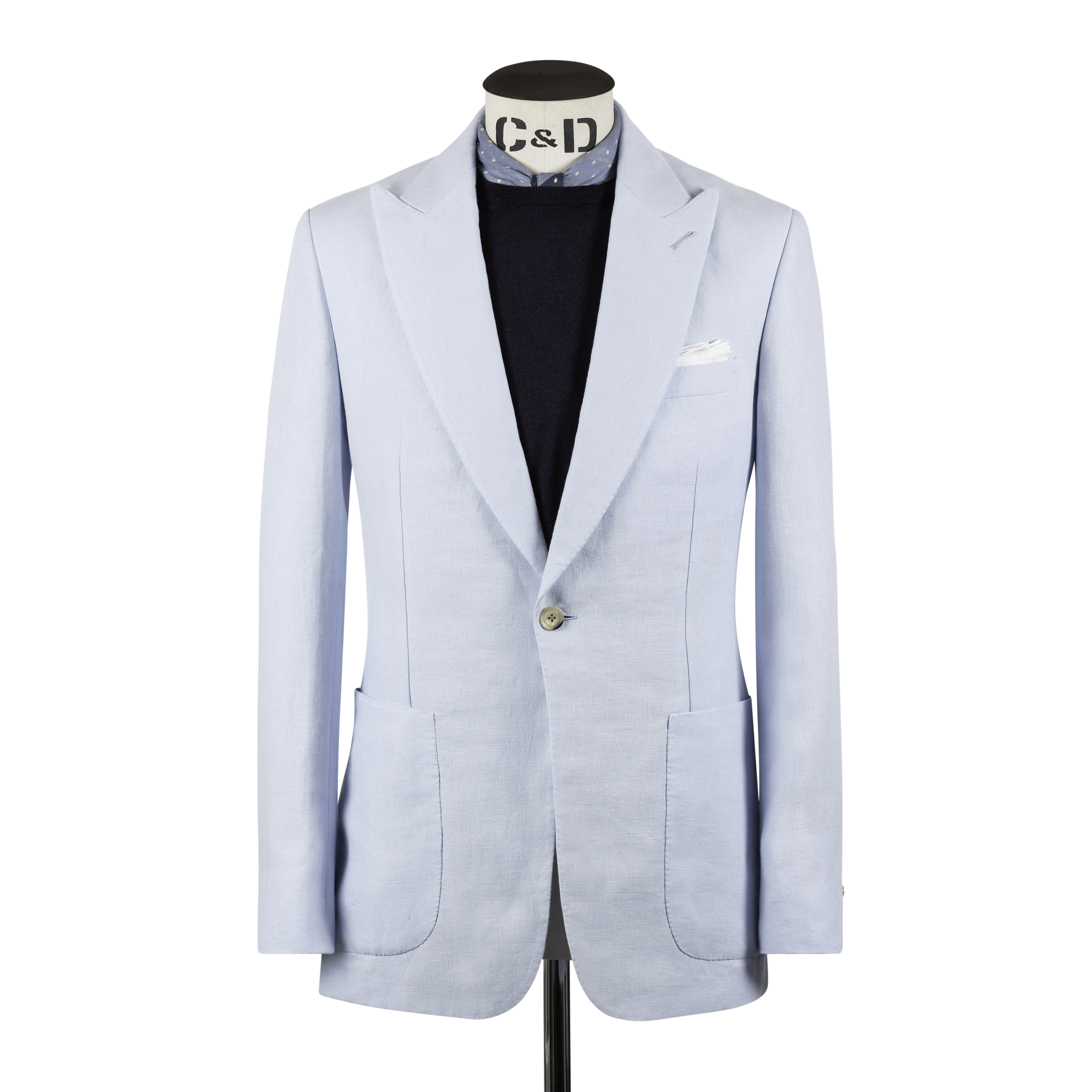 Single Breasted Peak Lapel Jacket in Sky Blue Linen – Cad & The Single Breasted Peak Lapel Jacket in Sky Blue Linen – Cad & The