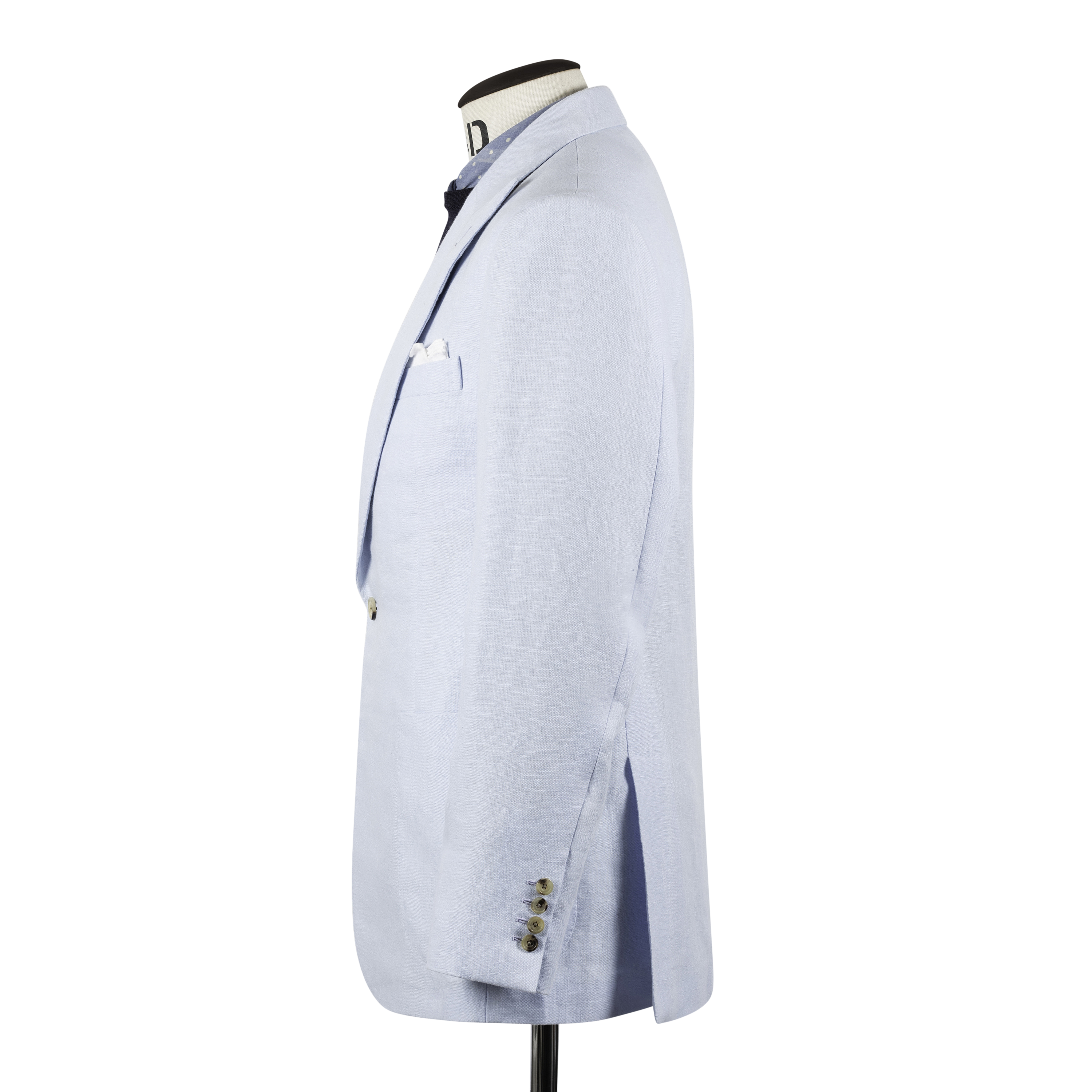 Single Breasted Peak Lapel Jacket in Sky Blue Linen – Cad & The