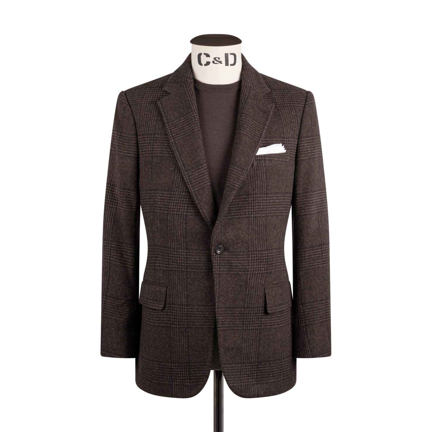 Single Breasted Notch Lapel Jacket in Chocolate Brown Glen Check Single Breasted Notch Lapel Jacket in Chocolate Brown Glen Check