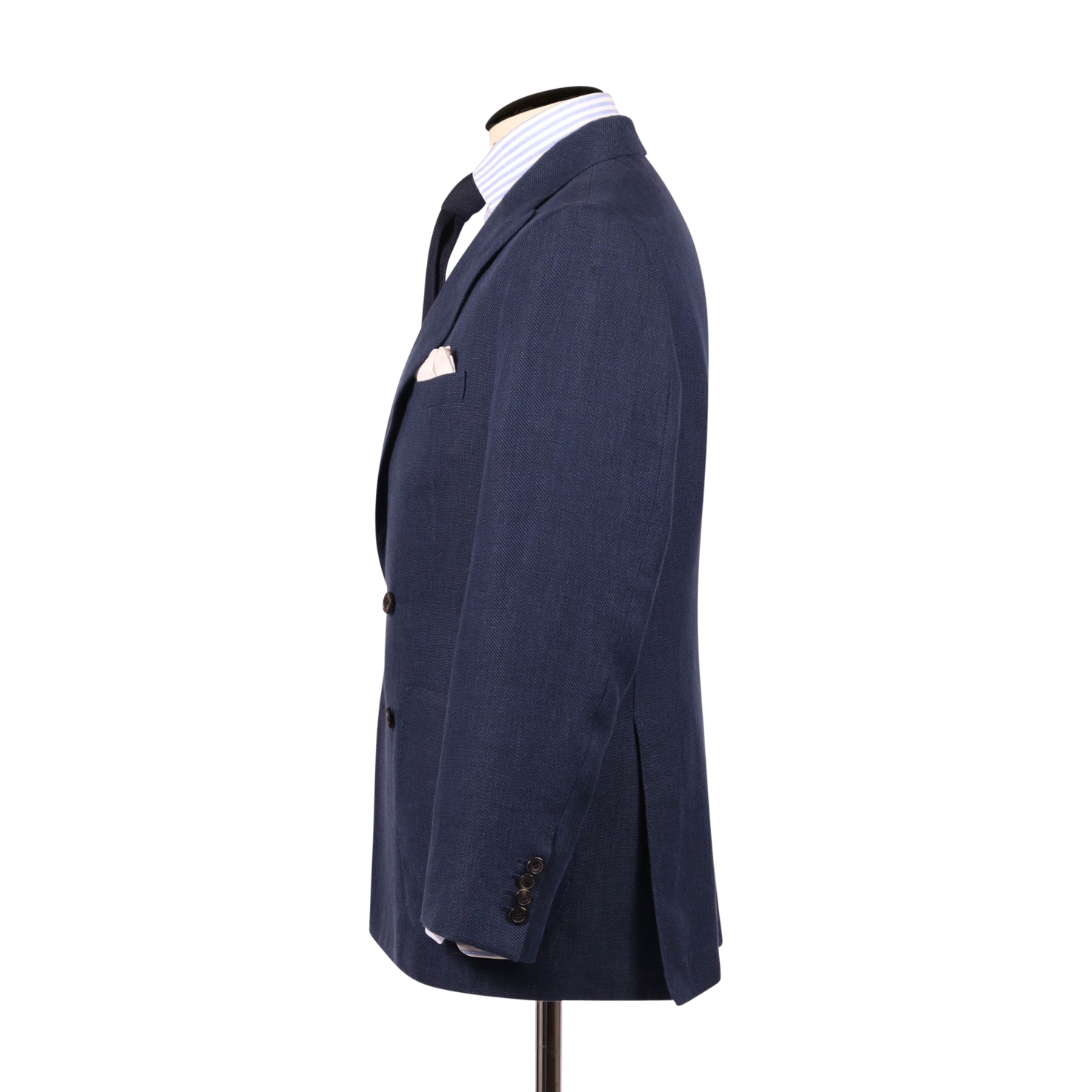 Double Breasted Peak Lapel Jacket in Navy Blue Hopsack – Cad & The