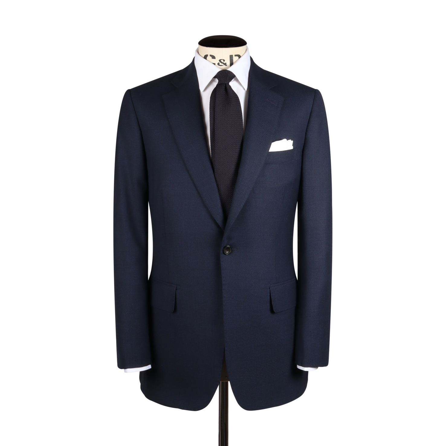 Single Breasted Notch Suit in Navy Glen Check Wool – Cad & The