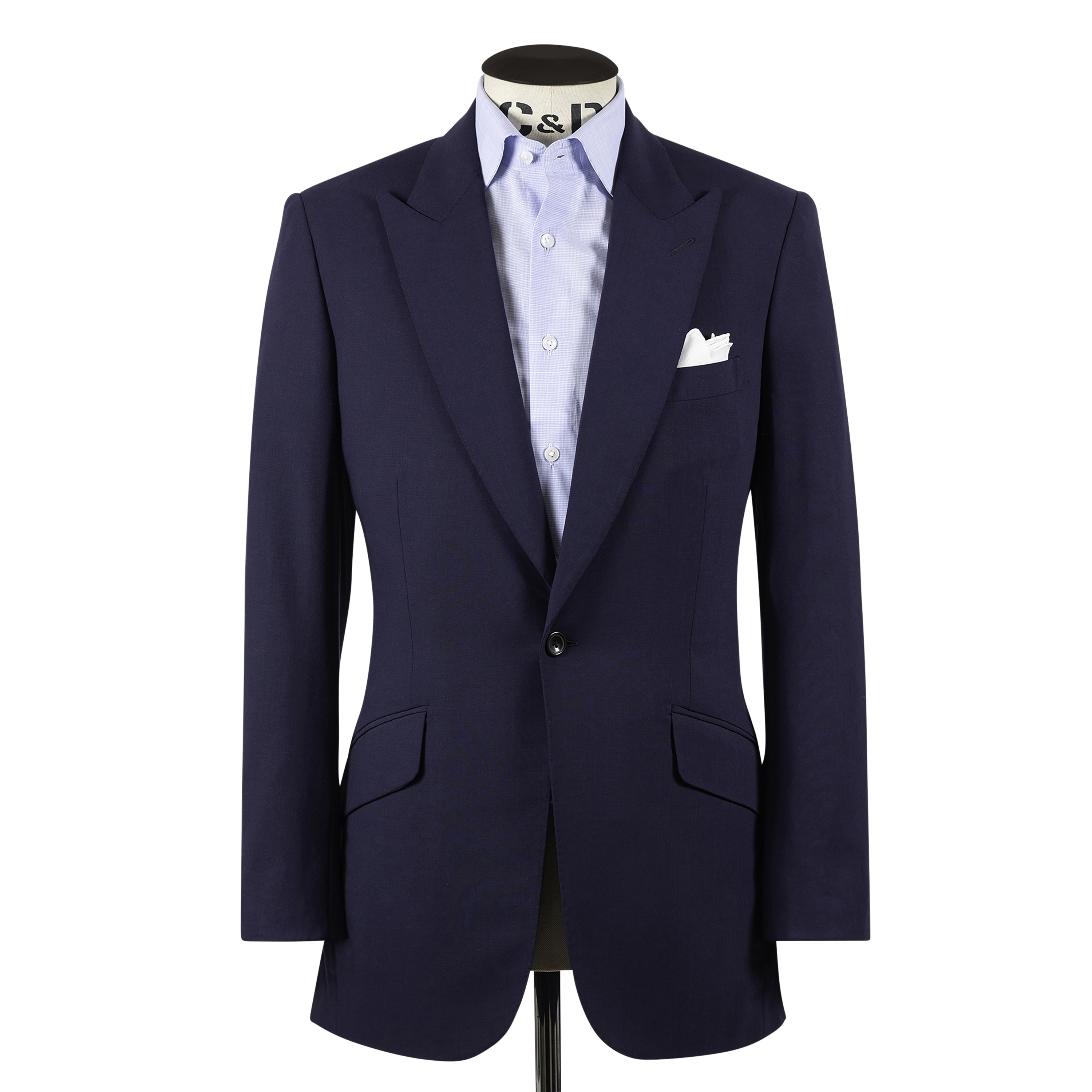 Single Breasted Peak Lapel Suit in Mid Blue Tropical Wool – Cad
