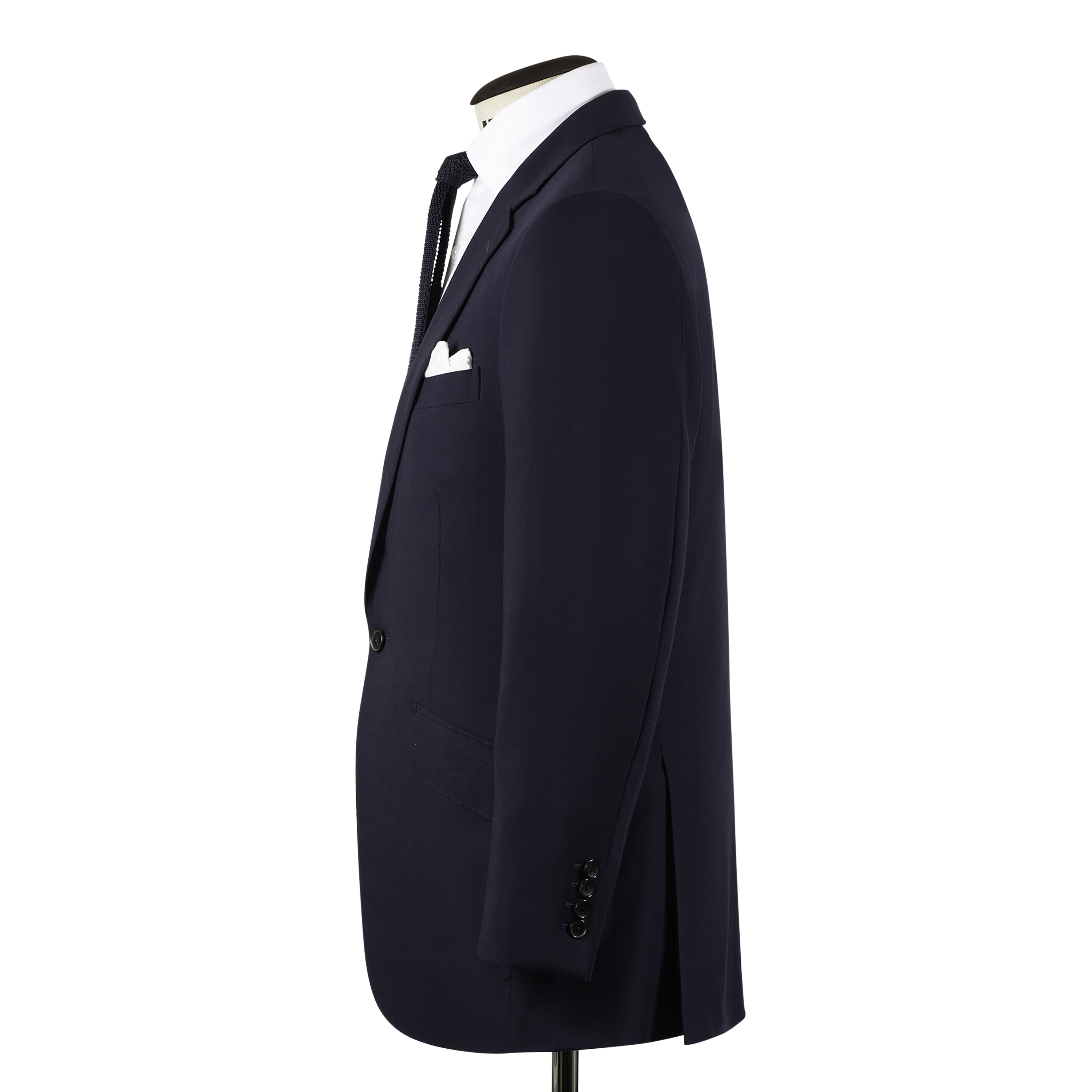 Single Breasted Notch Lapel Suit in Navy Blue Tropical Wool – Cad
