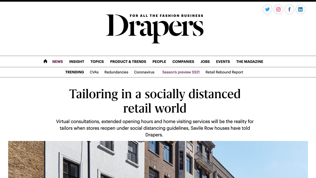 Drapers – Socially Distanced Tailoring