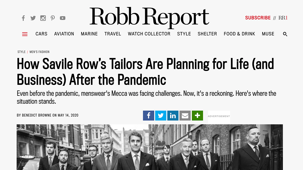 Robb Report – Tailoring Post Covid – Cad & The Dandy Savile Row