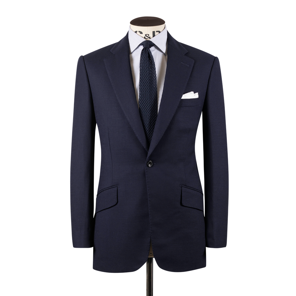 Classic Notch Lapel Jacket in Navy Hopsack Wool – Cad & The Dandy Classic Notch Lapel Jacket in Navy Hopsack Wool – Cad & The Dandy