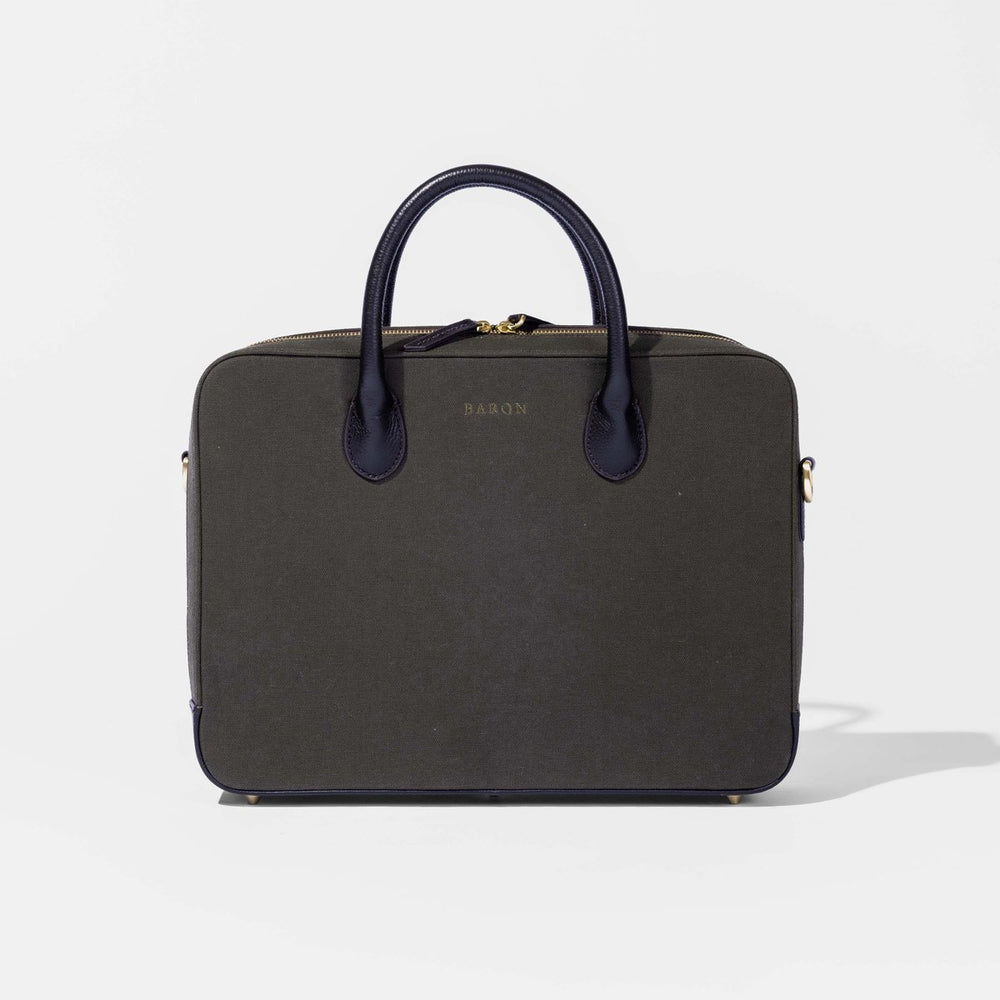 Computer Tote in Green Canvas