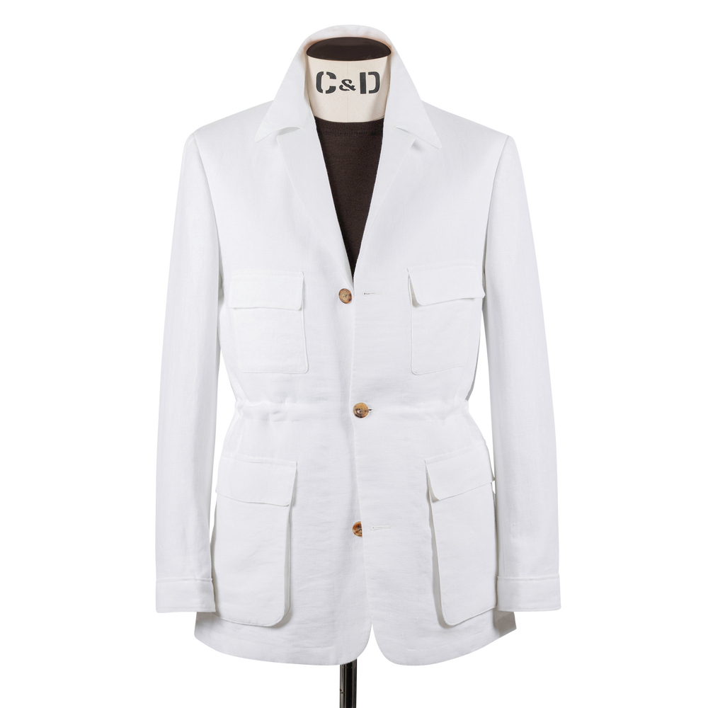 Safari Jacket in White Linen