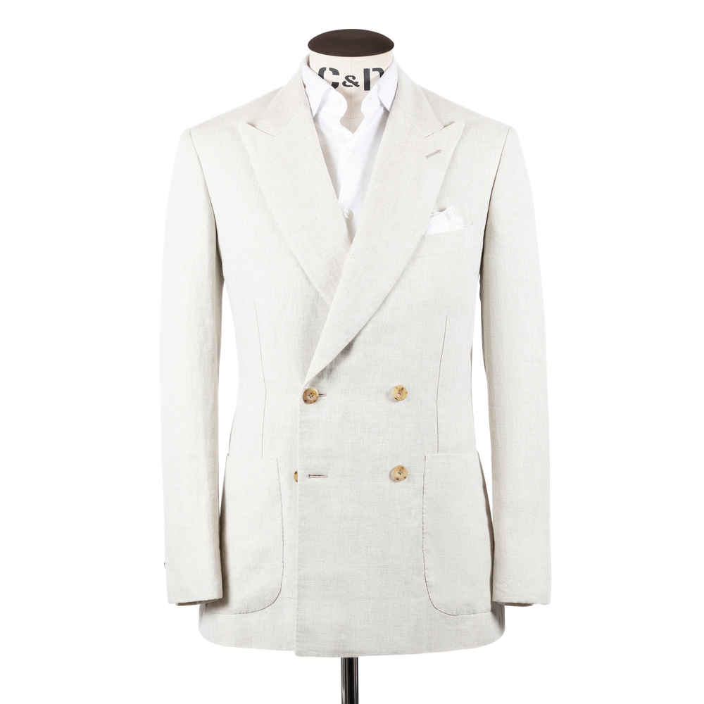 Double Breasted Peak Lapel Jacket in Natural Linen – Cad & The Double Breasted Peak Lapel Jacket in Natural Linen – Cad & The