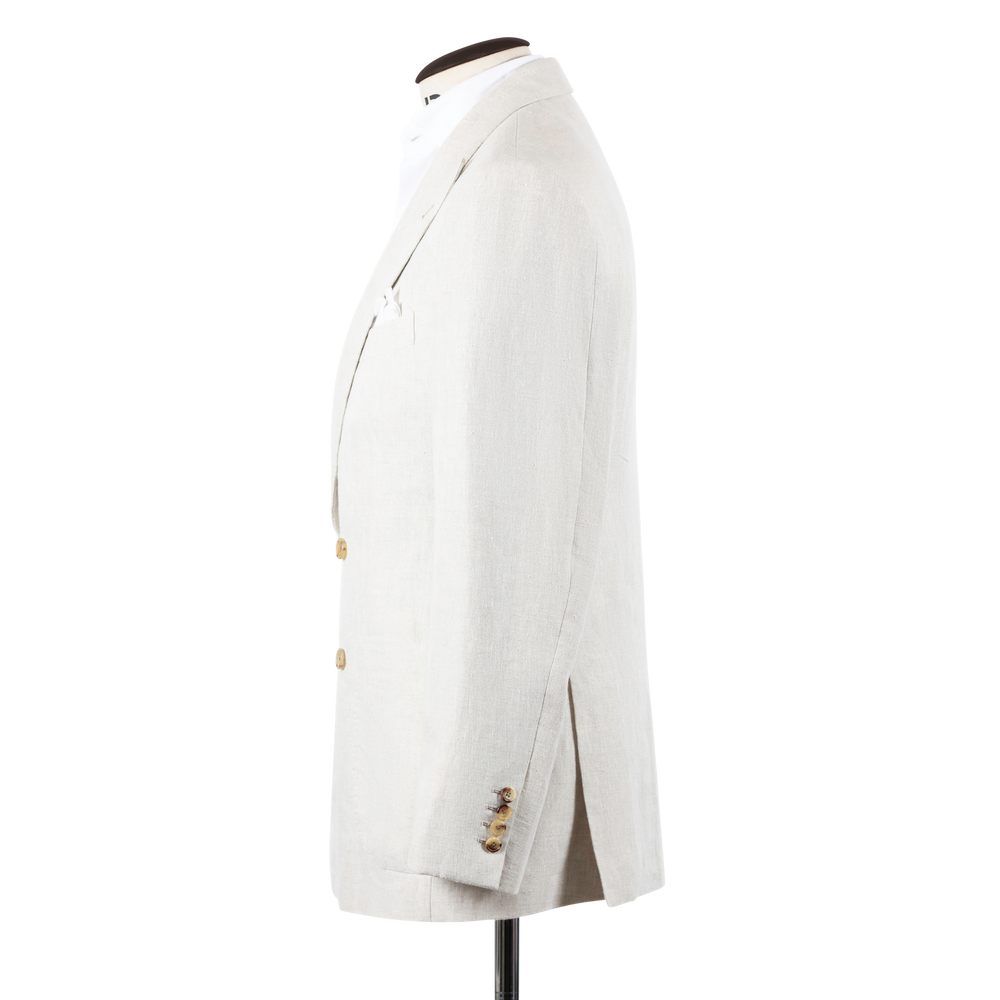 Double Breasted Peak Lapel Jacket in Natural Linen – Cad & The Double Breasted Peak Lapel Jacket in Natural Linen – Cad & The