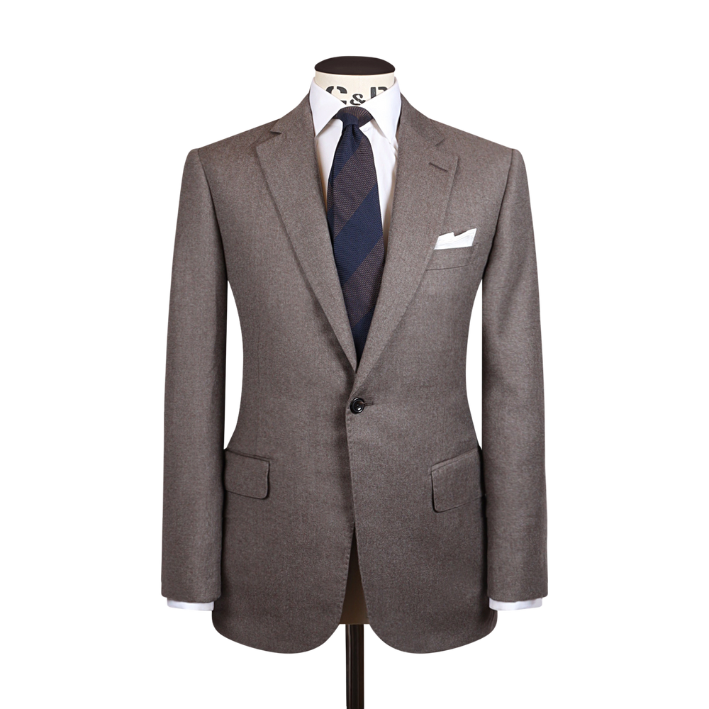 Single Breasted Notch Suit in Fawn Flannel
