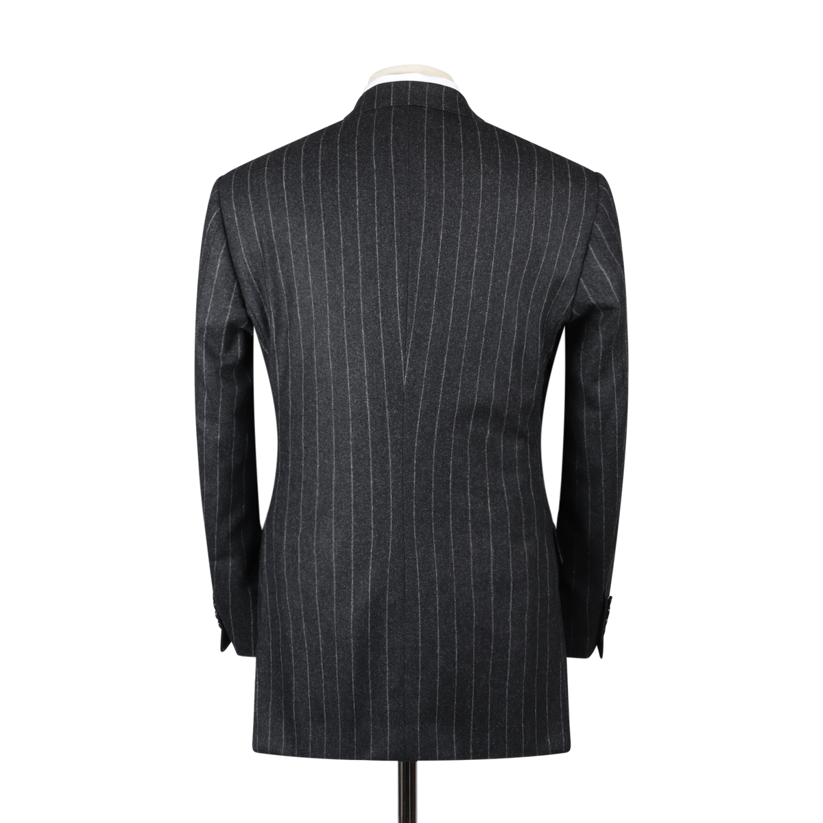 
                  
                    Double Breasted Peak Suit in Grey Pinstripe Flannel
                  
                