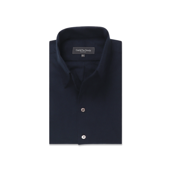 One Piece Collar Shirt in Deep Navy Twill