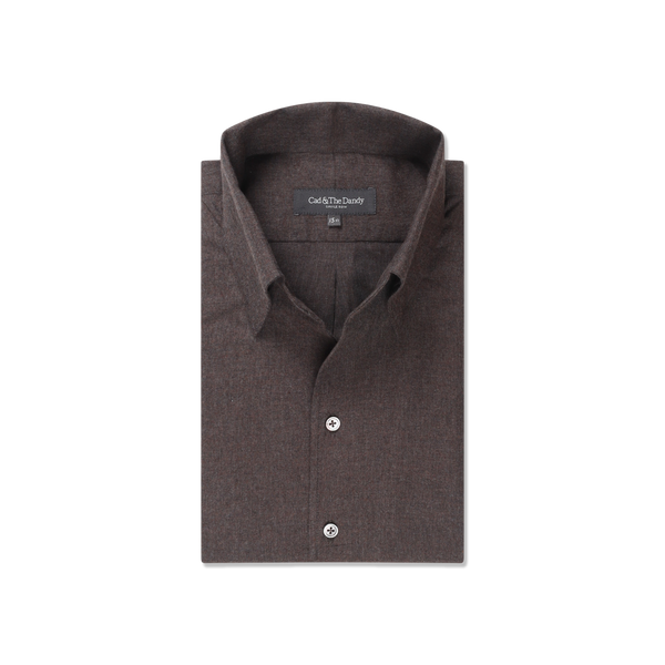 One Piece Collar Shirt in Brown Flannel