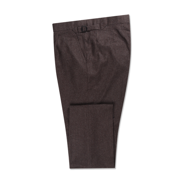 Pleat Front Trousers in Chocolate Flannel