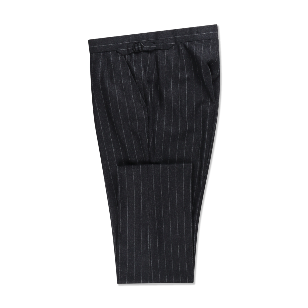 
                  
                    Double Breasted Peak Suit in Grey Pinstripe Flannel
                  
                