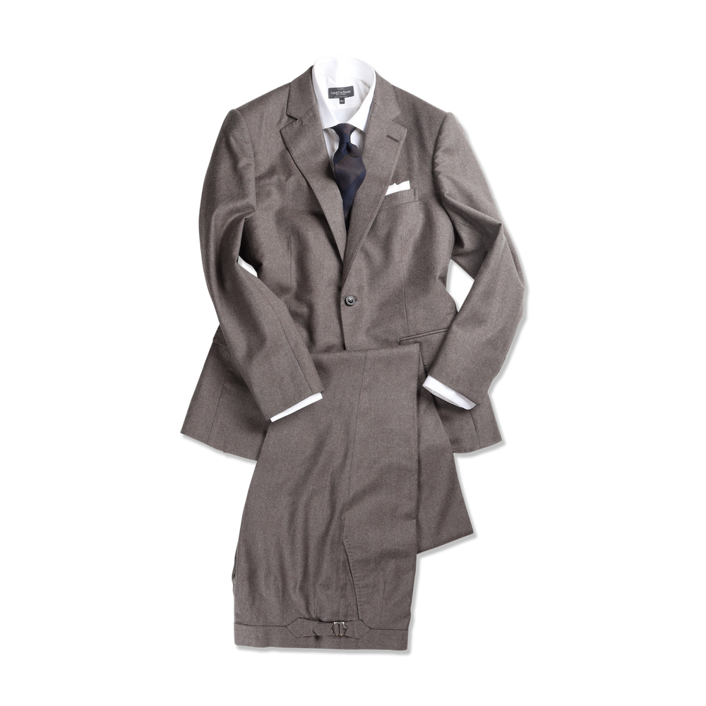 
                  
                    Single Breasted Notch Suit in Fawn Flannel
                  
                