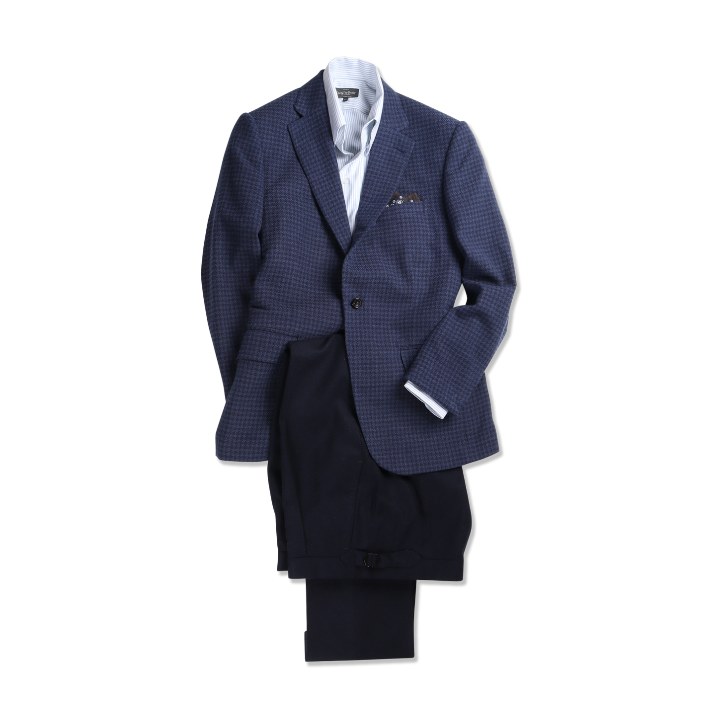 
                  
                    Single Breasted Notch Jacket in Navy Houndstooth
                  
                