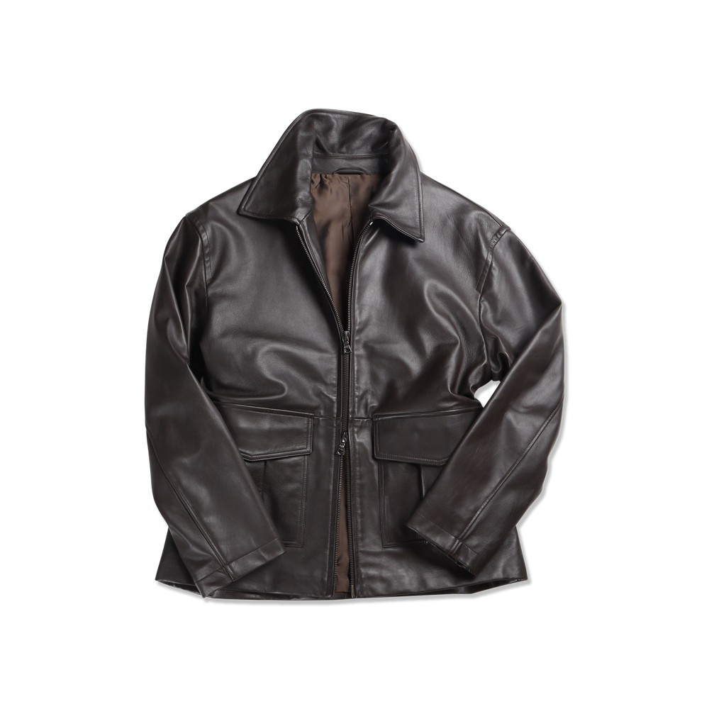 Flight Jacket in Chocolate Brown Napa Leather