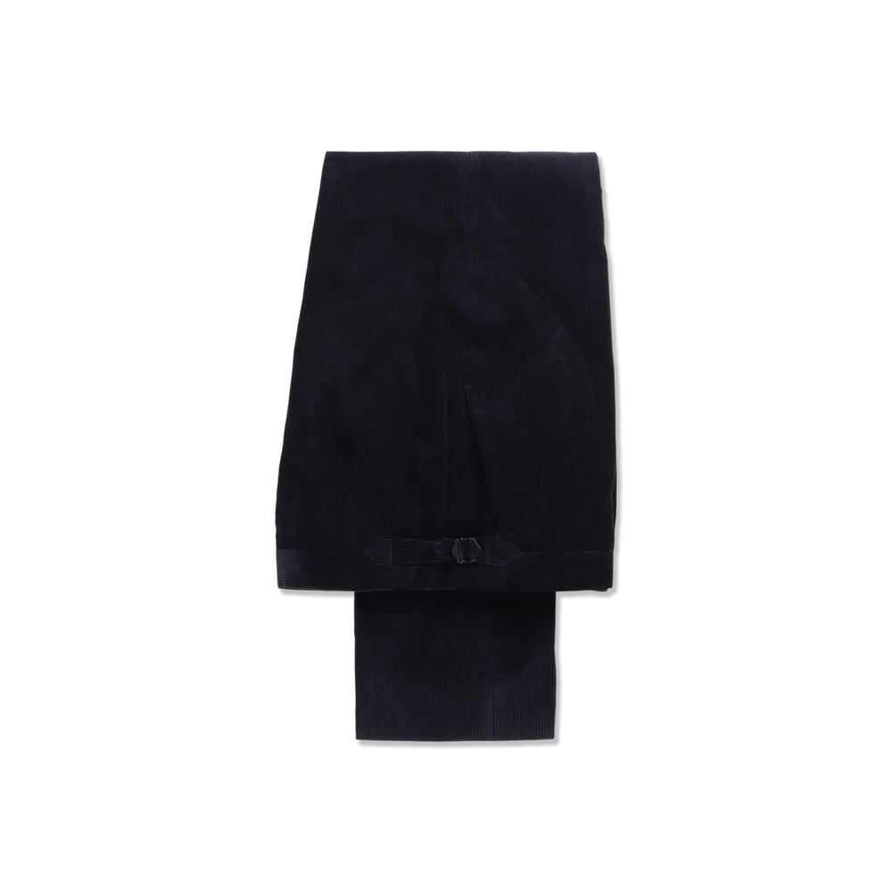 Flat Front Trouser in Navy Cashmere Mix Corduroy