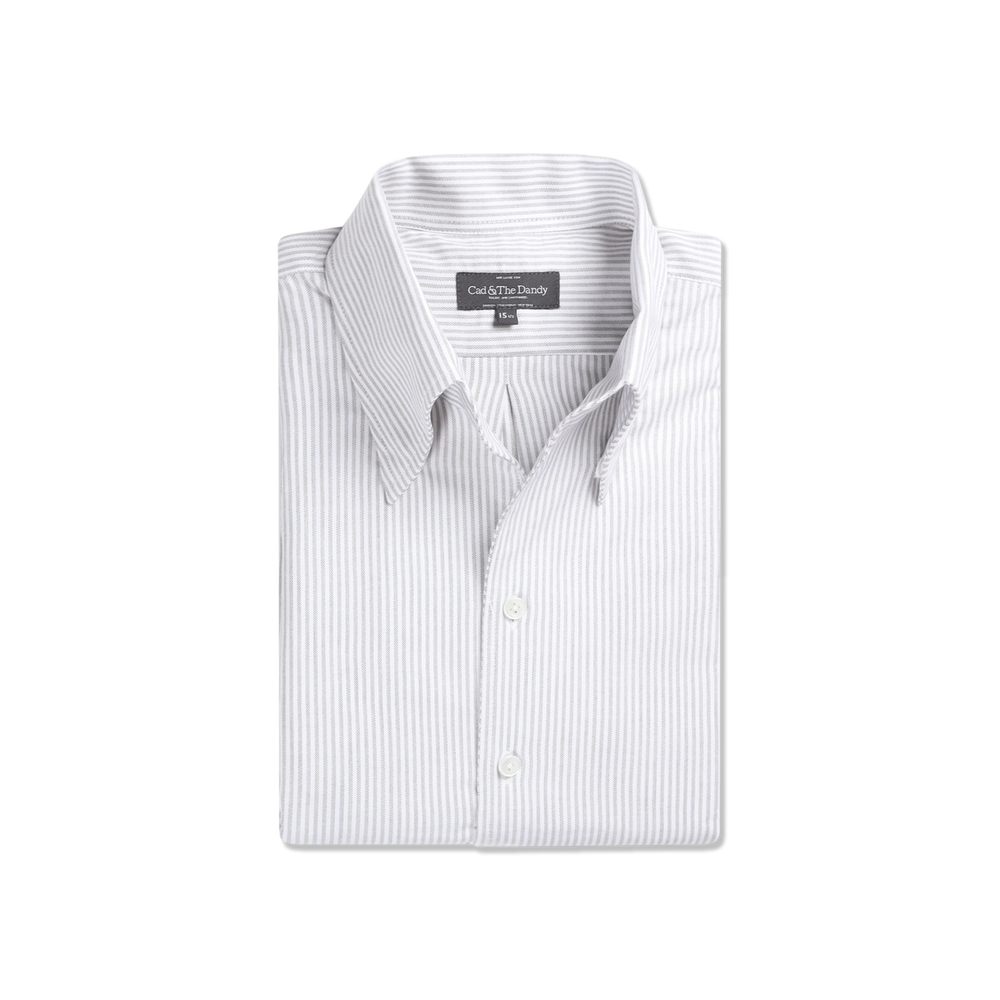 One Piece Collar Shirt in Green Stripe Oxford