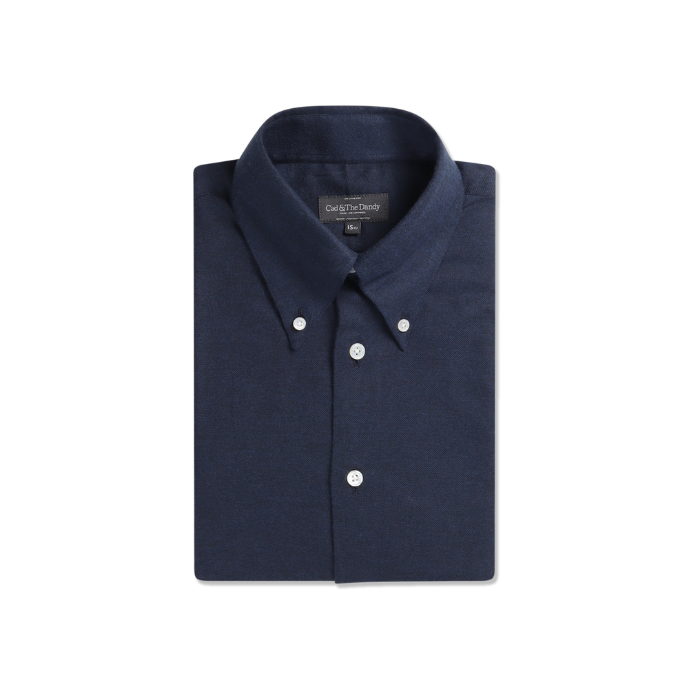 Button Down Shirt in Mid Blue Flannel