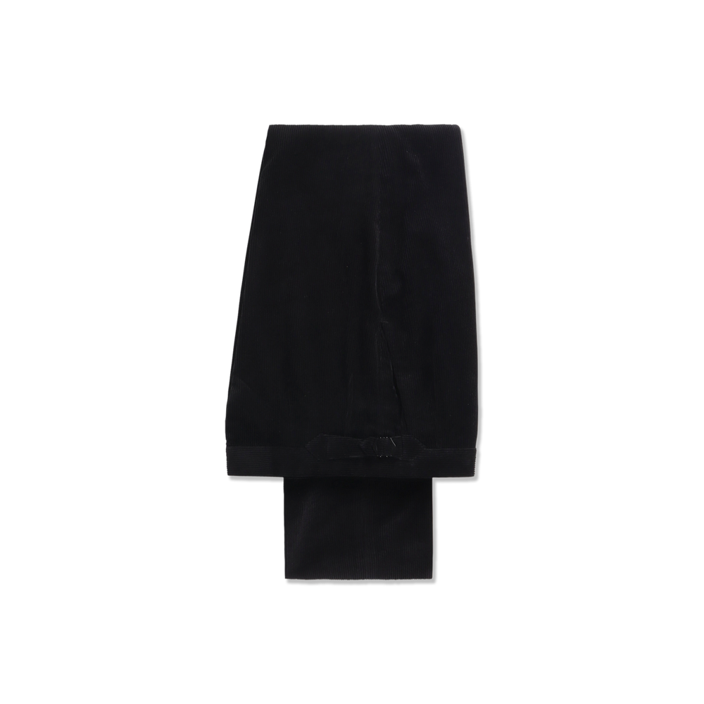 Flat Front Trouser in Black Cashmere Mix Corduroy