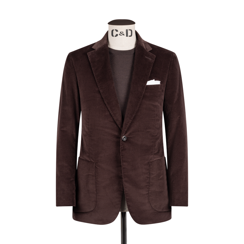 Single Breasted Notch Lapel Suit in Brown Corduroy