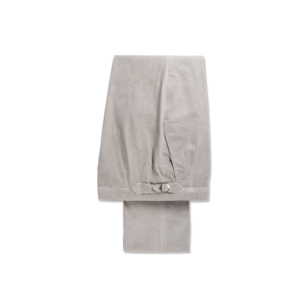 Flat Front Trouser in Putty Cashmere Mix Corduroy