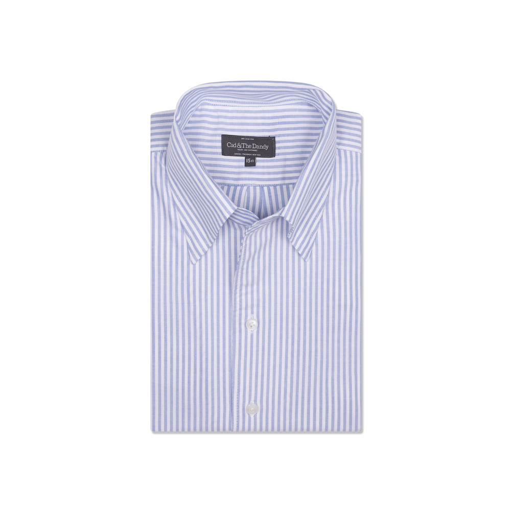 One Piece Button Down Shirt in Blue Stripe Oxford