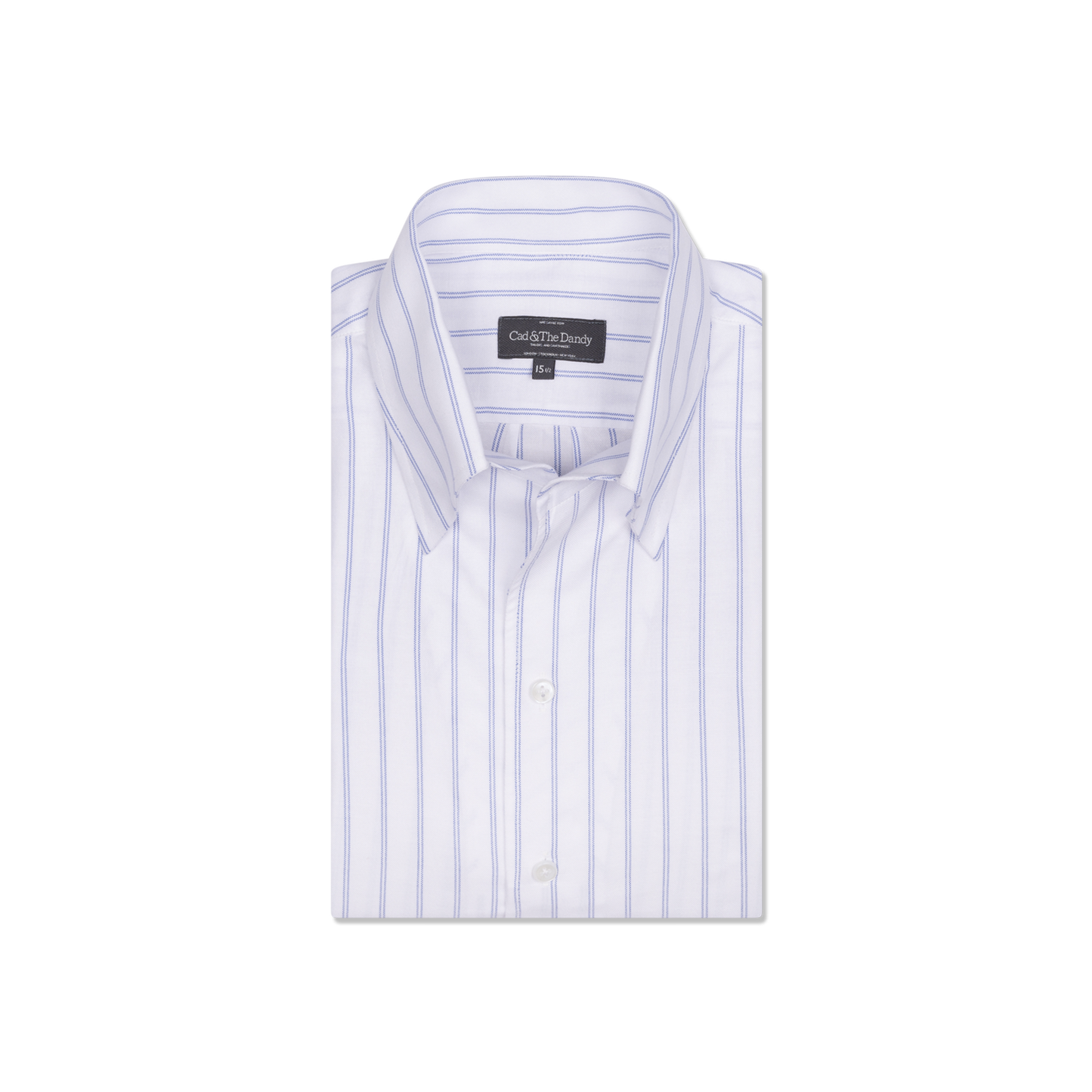 One Piece Button Down Shirt in Blue Double Stripe Stripe Oxford Cad The Dandy Savile Row