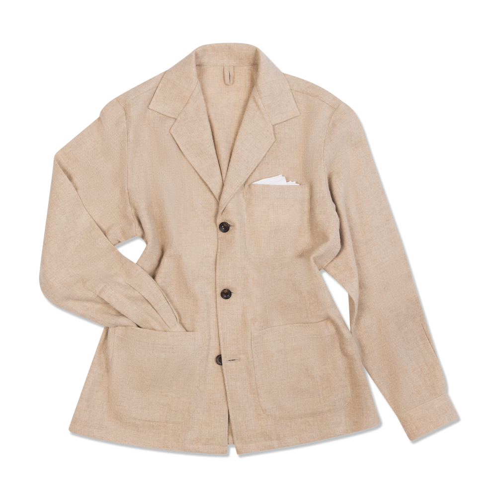 Painters Jacket in Cream Boiled Wool