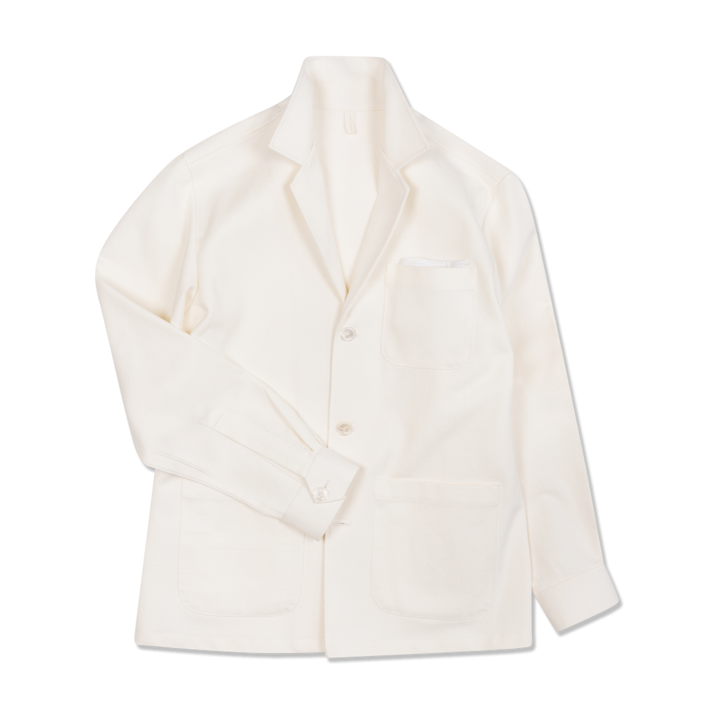 Painters Jacket in White Cotton Drill