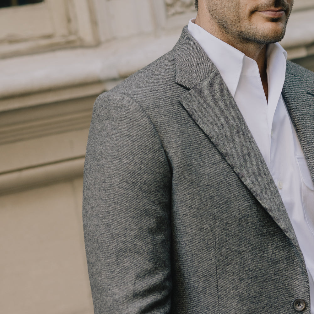 
                  
                    Single Breasted Notch Jacket in Brown Escorial Wool
                  
                