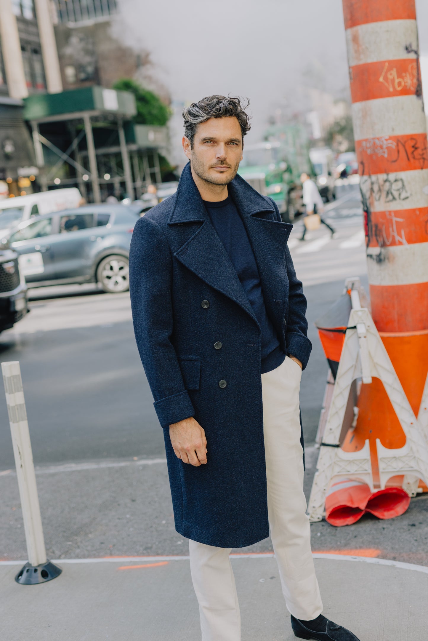 
                  
                    Greatcoat in Navy Twill Wool
                  
                