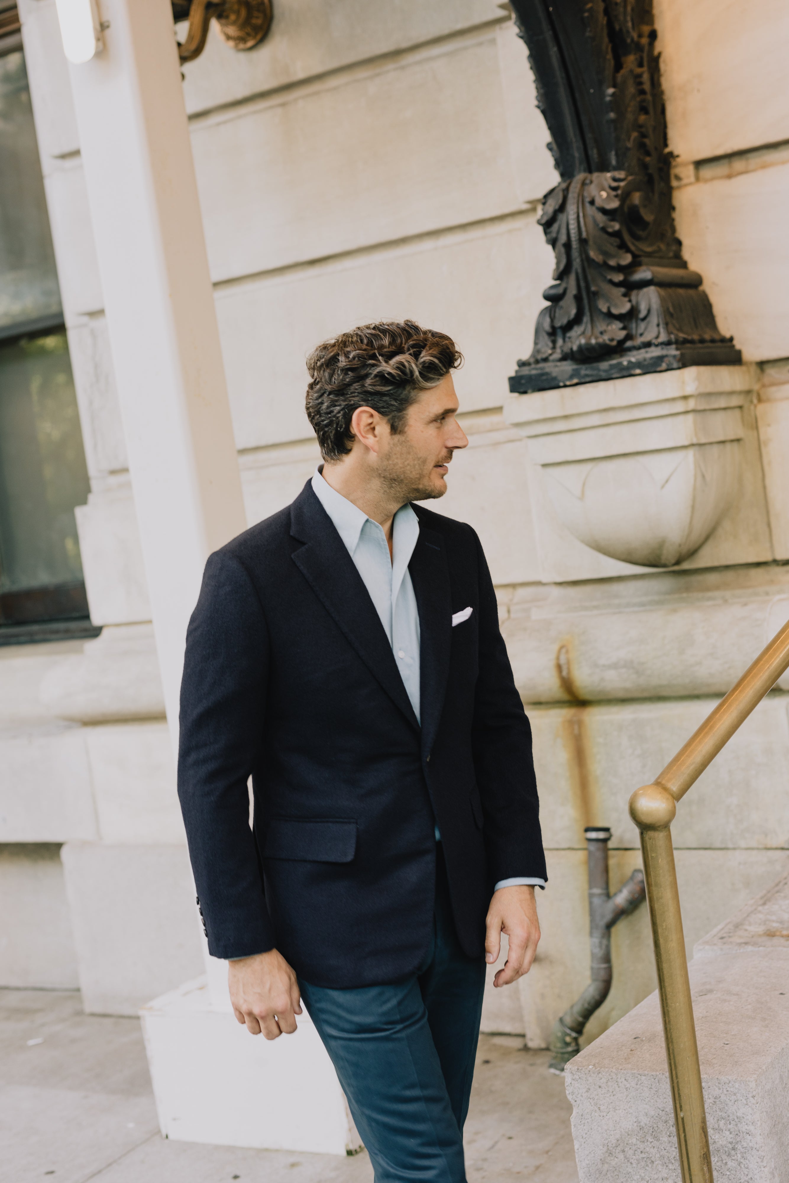 ☆WALK ON / ONE PIECE COLLAR SHIRT / NATURAL C/R STRIPE / 美品 ☆ White Linen Widespread One Piece Collar Shirt