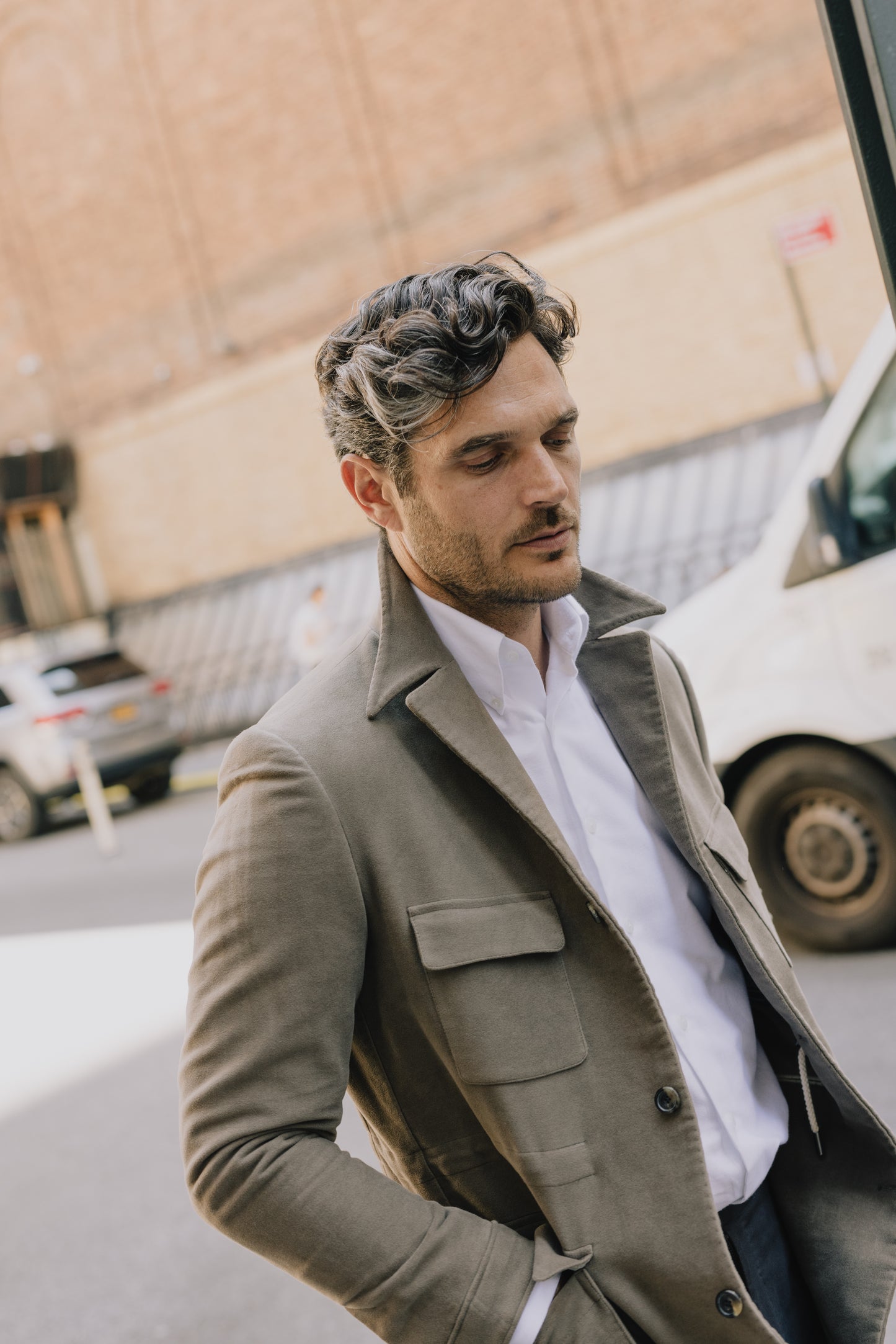 
                  
                    Button Down Collar Shirt in White Flannel
                  
                