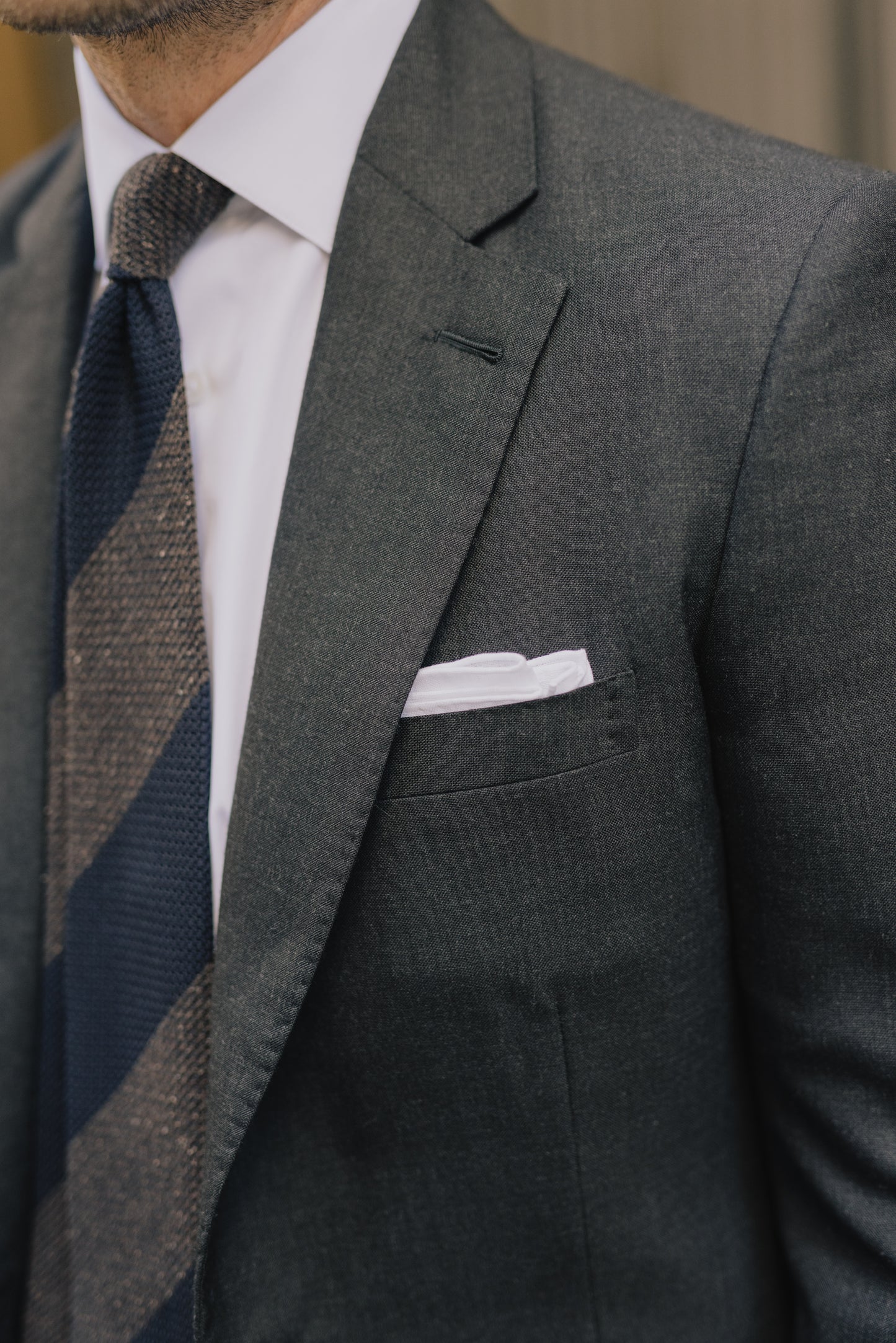 
                  
                    Single Breasted Classic Notch Suit in Grey Hopsack
                  
                