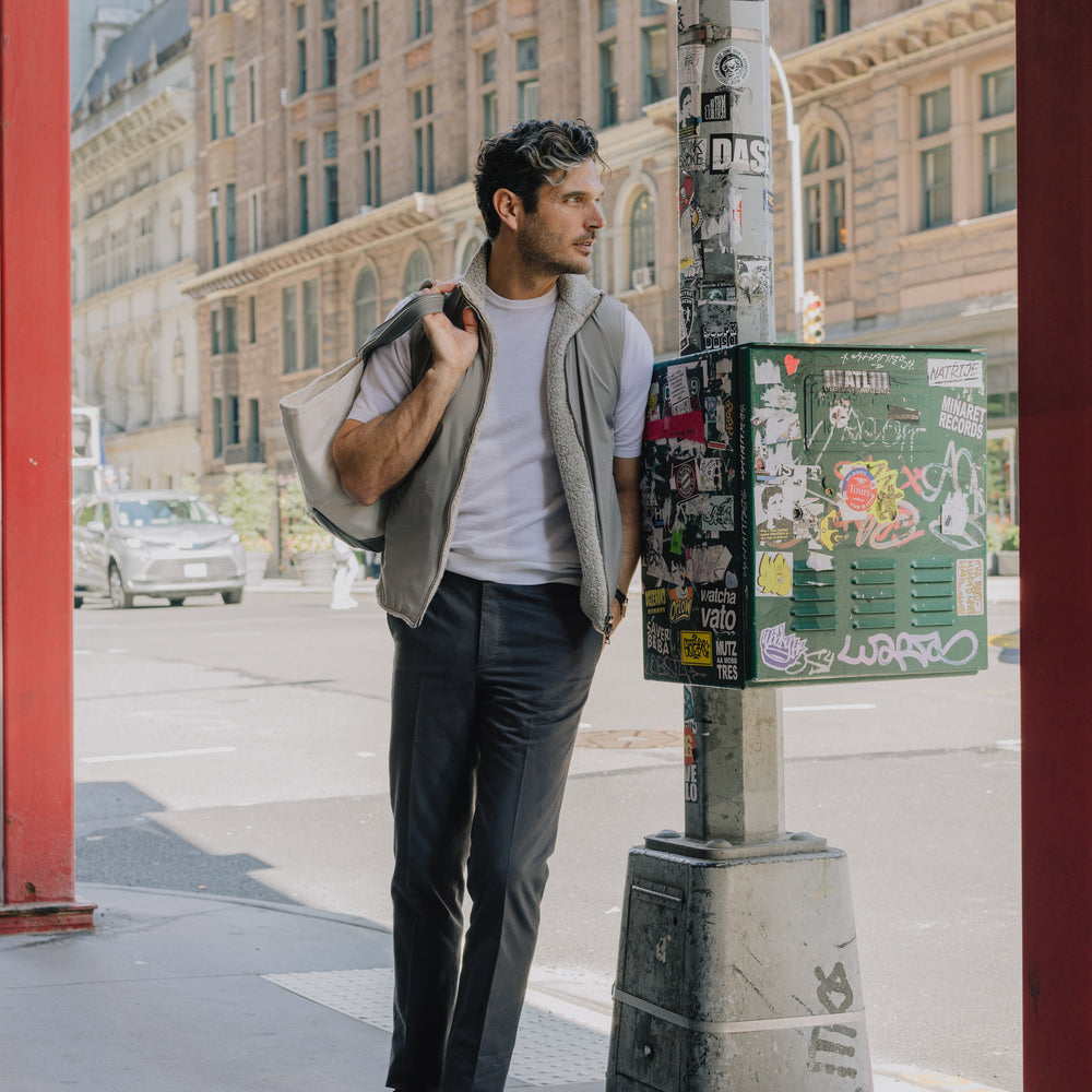 
                  
                    Flat Front Trouser in Grey Brushed Cotton Twill
                  
                