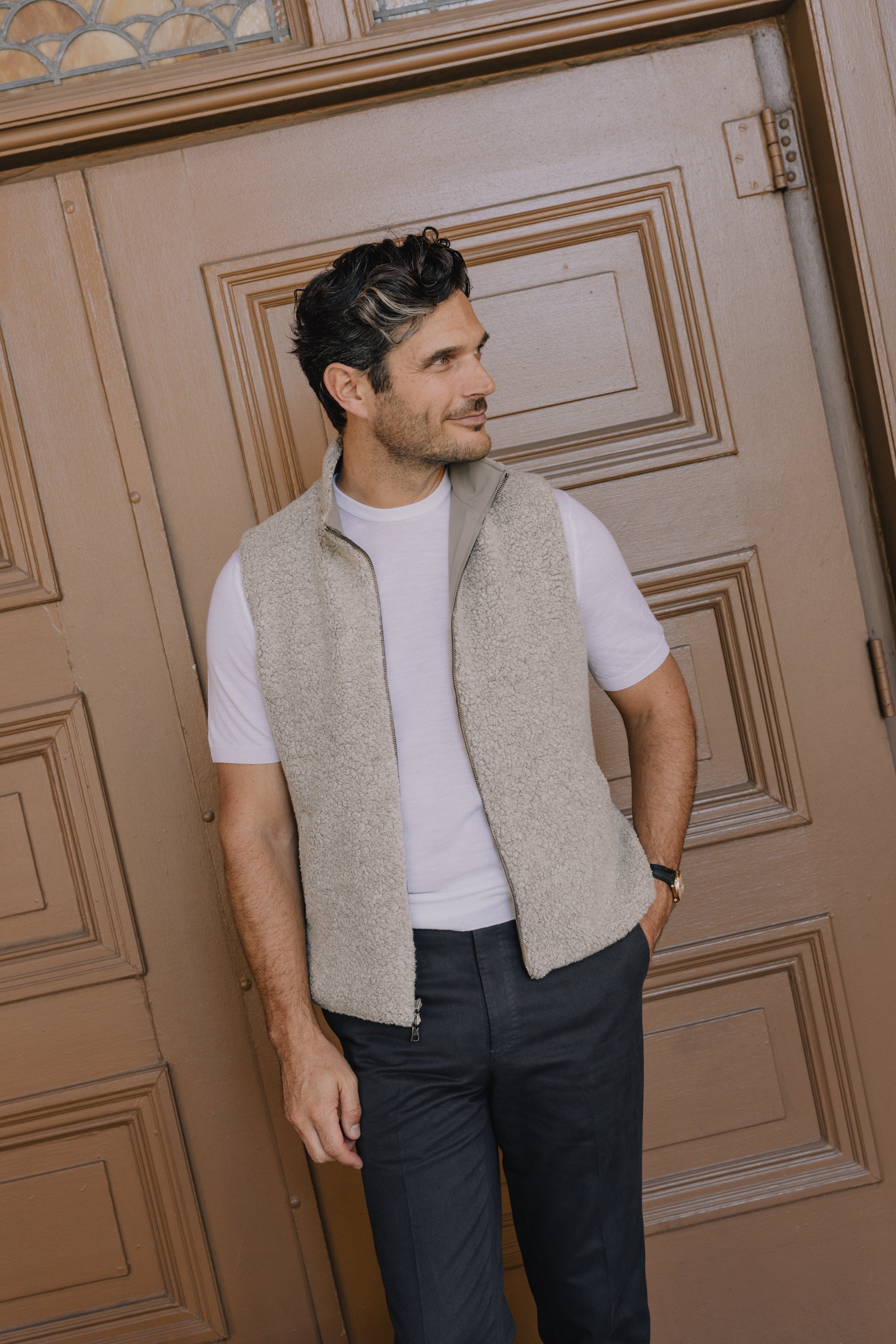 Knitted T-Shirt in Chalk Merino Wool – Cad & The Dandy Savile Row