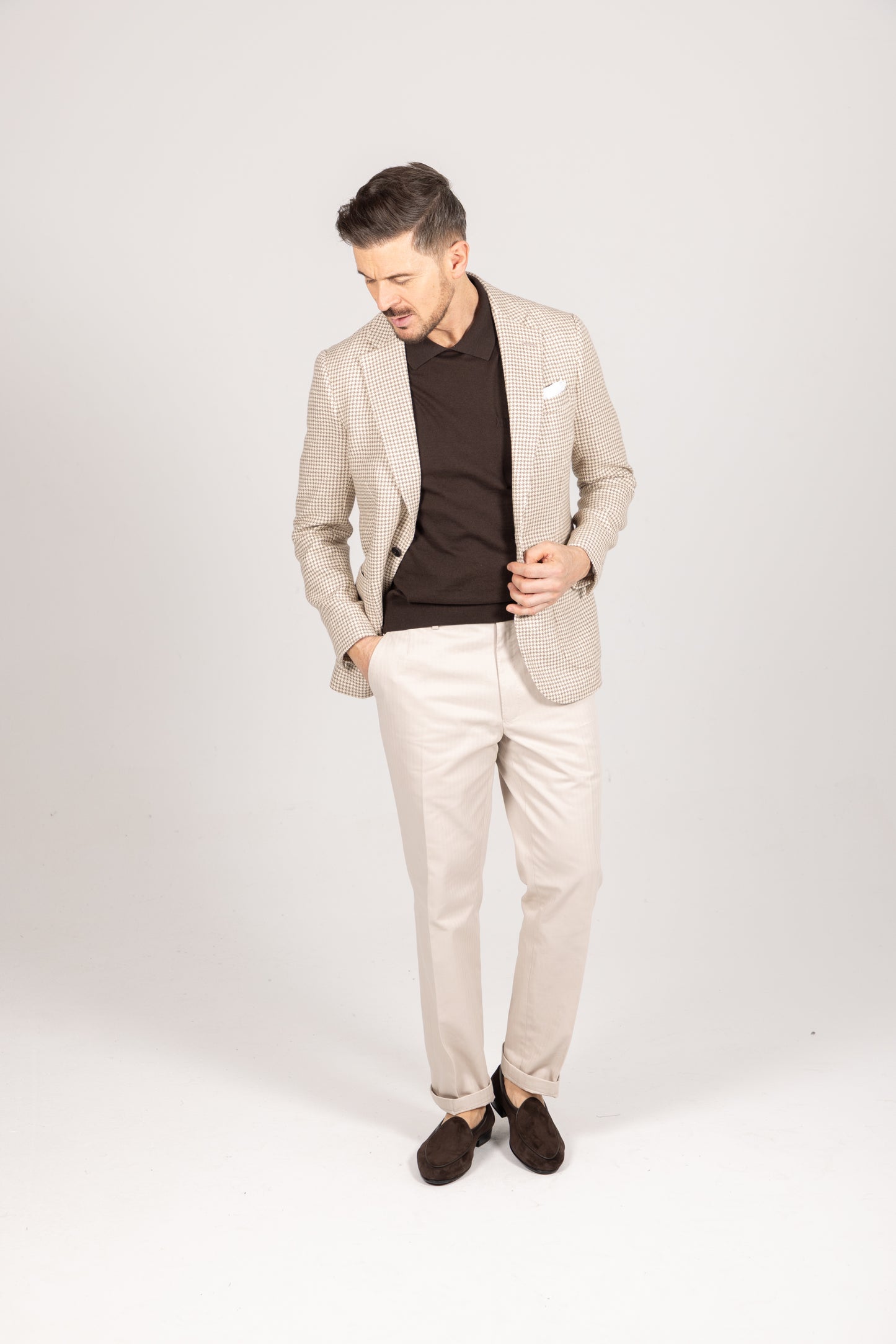 
                  
                    Crewneck Polo in Chocolate Brown Cotton Cashmere
                  
                