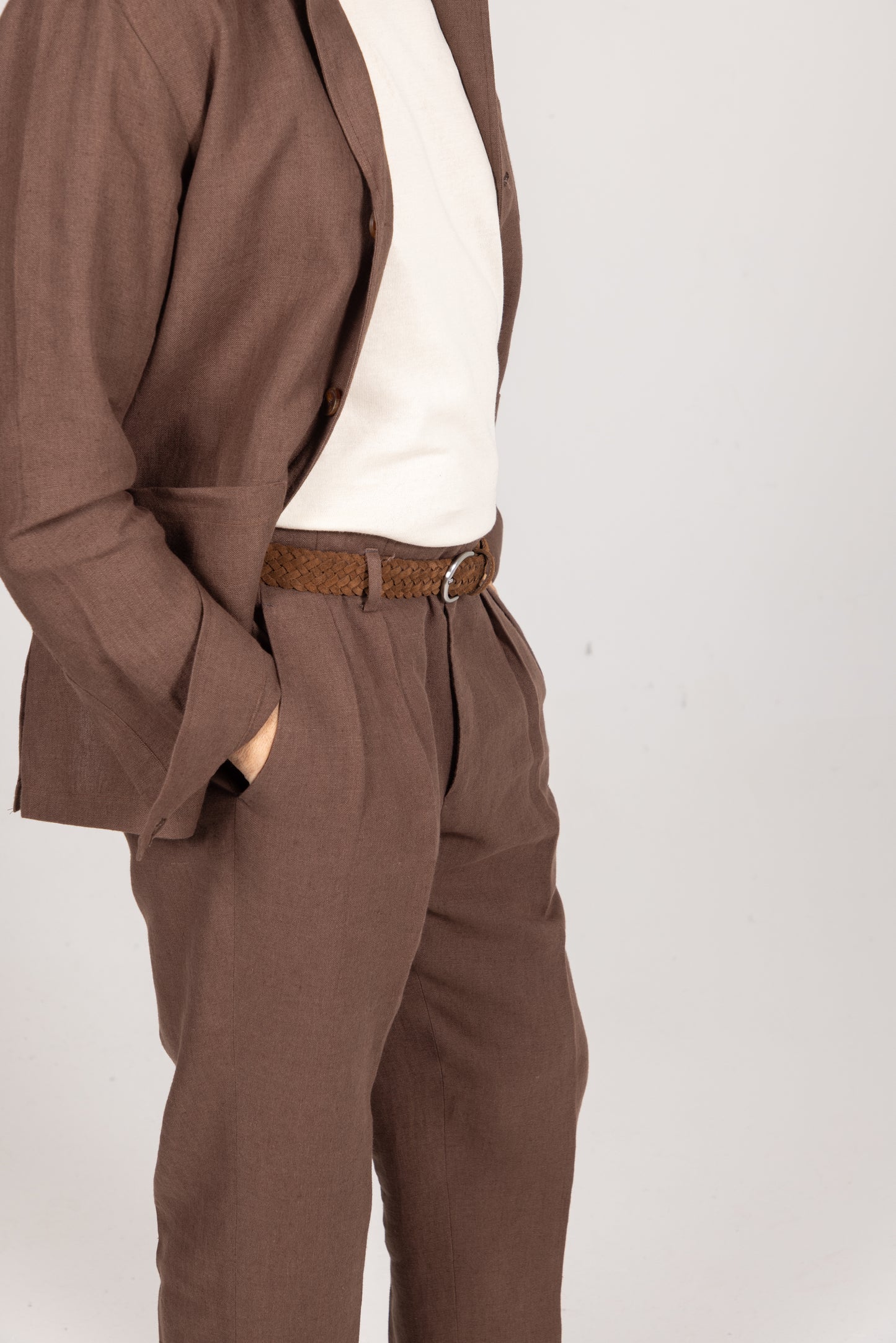 
                  
                    Painters Jacket in Chocolate Brown Linen
                  
                