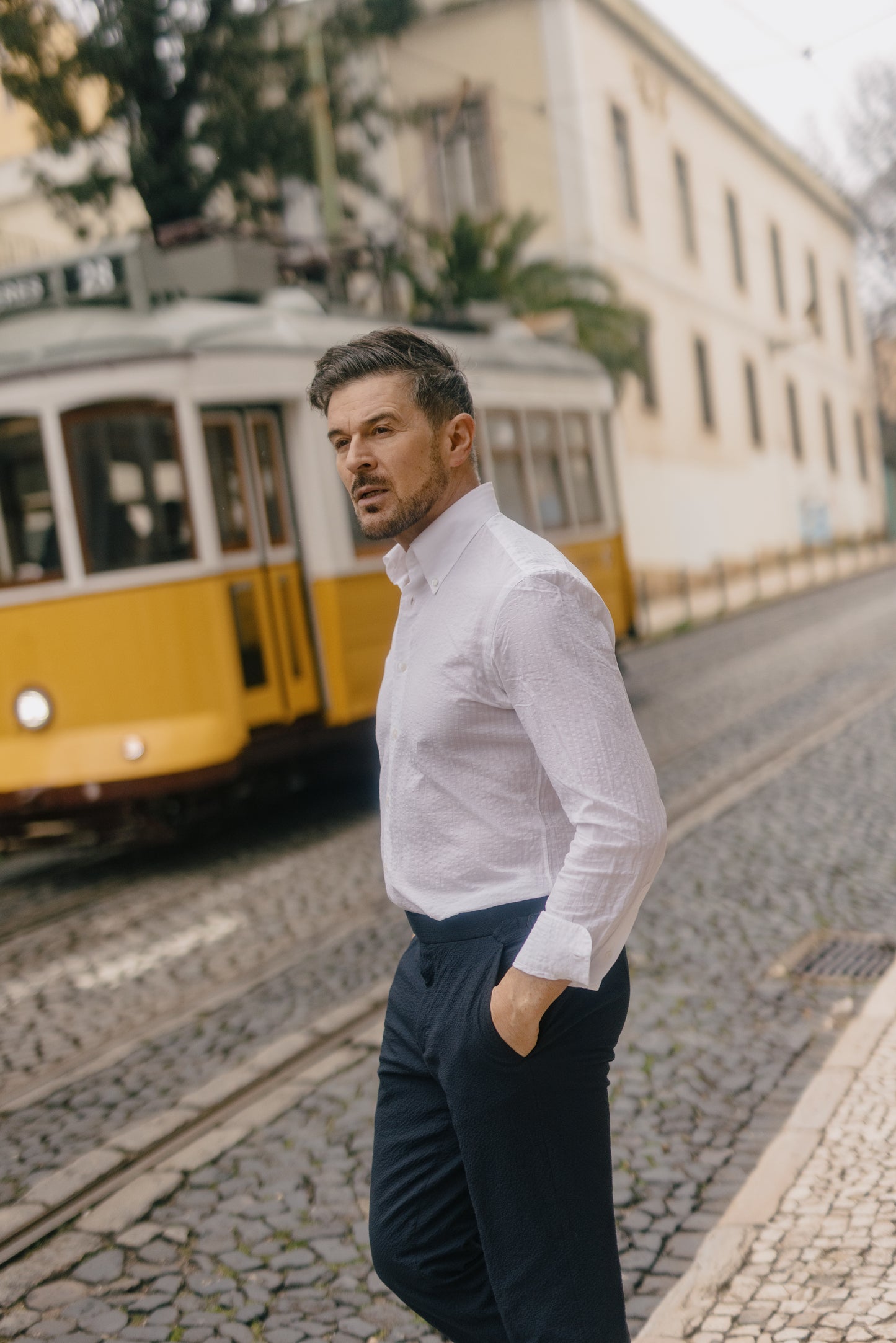 
                  
                    Button Down Collar Shirt in White Seersucker
                  
                