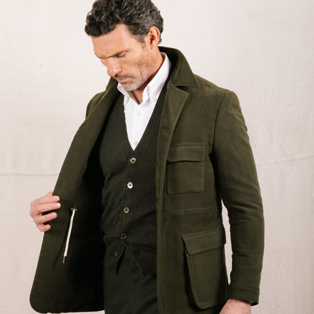 
                  
                    Cashmere Sleeveless Cardigan in Forest Green
                  
                