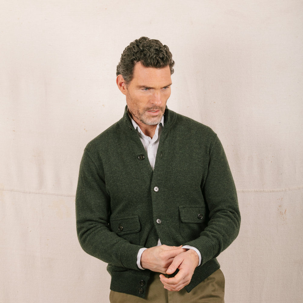 
                  
                    Knitted Bomber in Forest Green
                  
                