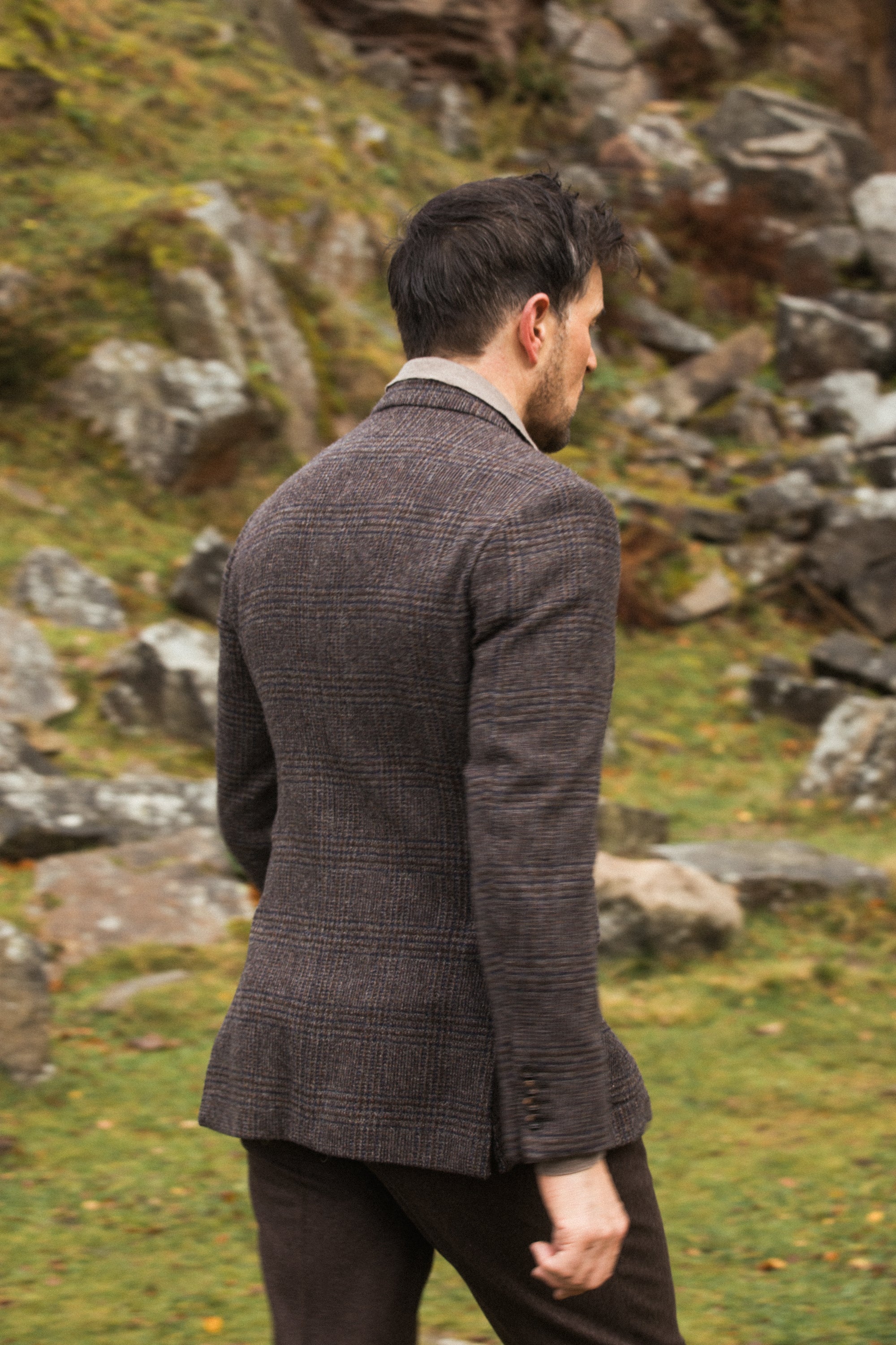 Single Breasted Country Jacket in Dark Brown Tweed – Cad & The