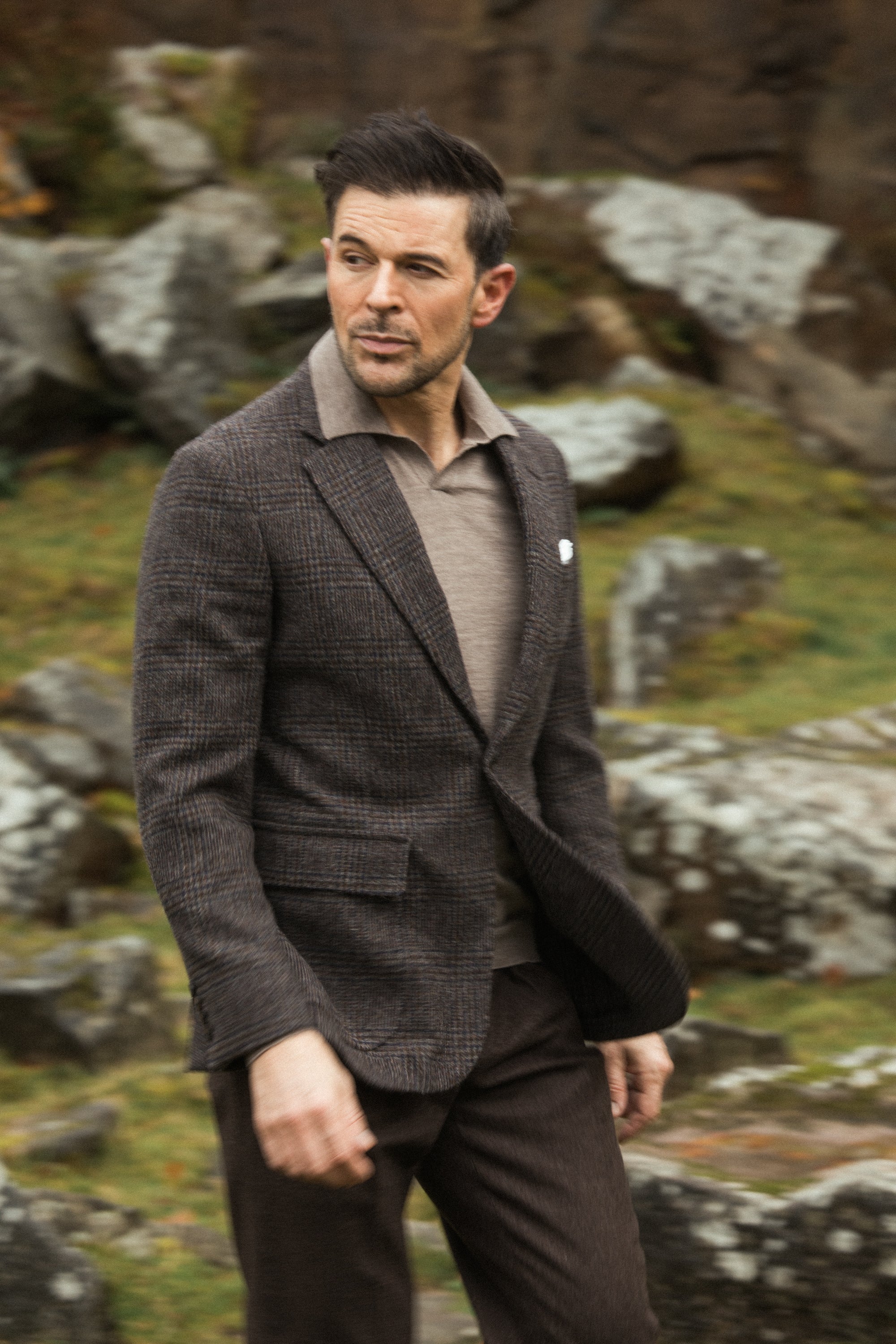 Single Breasted Country Jacket in Dark Brown Tweed – Cad & The