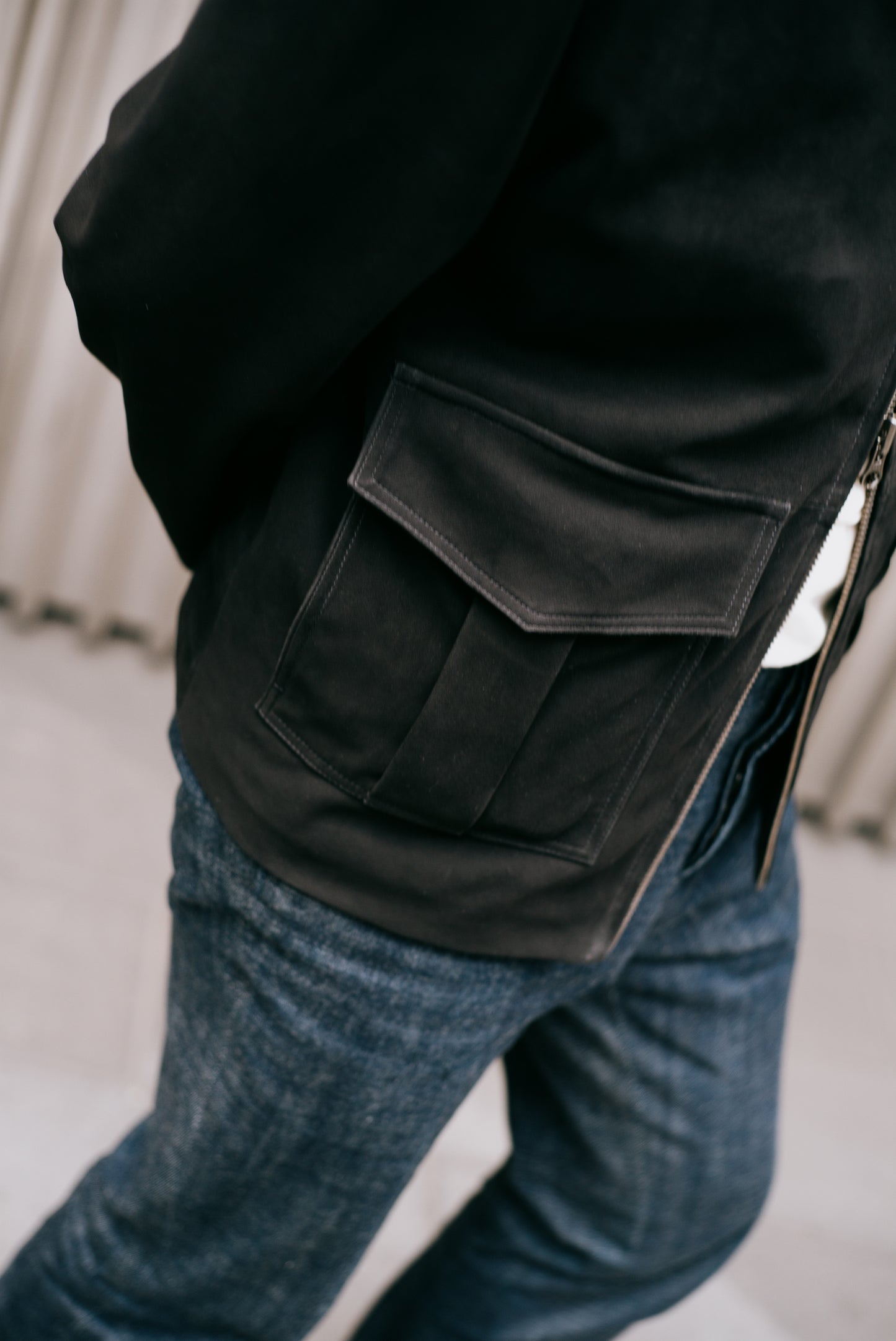 
                  
                    Flight Jacket in Black Suede
                  
                